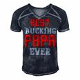 Best Buking Papa Ever Papa T-Shirt Fathers Day Gift Men's Short Sleeve V-neck 3D Print Retro Tshirt Navy Blue