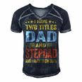 Best Dad And Stepdad Cute Fathers Day Gift From Wife V3 Men's Short Sleeve V-neck 3D Print Retro Tshirt Navy Blue