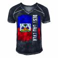 Best Haitian Dad Ever Haiti Daddy Fathers Day Men's Short Sleeve V-neck 3D Print Retro Tshirt Navy Blue