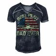 Best Pilot Dad Ever Fathers Day American Flag 4Th Of July Men's Short Sleeve V-neck 3D Print Retro Tshirt Navy Blue