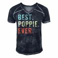 Best Poppie Ever Cool Funny Vintage Fathers Day Gift Men's Short Sleeve V-neck 3D Print Retro Tshirt Navy Blue