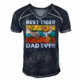 Best Tiger Dad Ever Happy Fathers Day Men's Short Sleeve V-neck 3D Print Retro Tshirt Navy Blue