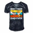 Best Tiger Dad Ever Happy Fathers Day Men's Short Sleeve V-neck 3D Print Retro Tshirt Navy Blue