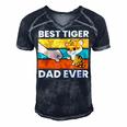 Best Tiger Dad Ever Men's Short Sleeve V-neck 3D Print Retro Tshirt Navy Blue