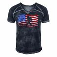 Bigfoot American Flag Sasquatch 4Th July Gift Men's Short Sleeve V-neck 3D Print Retro Tshirt Navy Blue