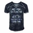 Camping - Not Here For A Long Time Just Here For A Good Time Men's Short Sleeve V-neck 3D Print Retro Tshirt Navy Blue