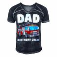 Dad Birthday Crew Fire Truck Firefighter Fireman Party Men's Short Sleeve V-neck 3D Print Retro Tshirt Navy Blue