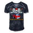 Dad Birthday Crew Fire Truck Firefighter Fireman Party V2 Men's Short Sleeve V-neck 3D Print Retro Tshirt Navy Blue