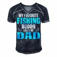 Dad Fishing Gift My Favorite Fishing Buddy Calls Me Dad Men's Short Sleeve V-neck 3D Print Retro Tshirt Navy Blue