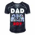 Dad Of Birthday Boy Time To Level Up Video Game Birthday Men's Short Sleeve V-neck 3D Print Retro Tshirt Navy Blue