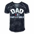 Dad Of One Boy And Two Girls Men's Short Sleeve V-neck 3D Print Retro Tshirt Navy Blue