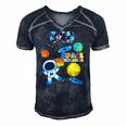 Dad Outer Space Astronaut For Fathers Day Gift Men's Short Sleeve V-neck 3D Print Retro Tshirt Navy Blue