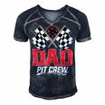 Dad Pit Crew Race Car Birthday Party Racing Family Men's Short Sleeve V-neck 3D Print Retro Tshirt Navy Blue