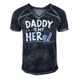 Daddy Is My Hero Kids Police Thin Blue Line Law Enforcement Men's Short Sleeve V-neck 3D Print Retro Tshirt Navy Blue