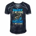 Daddy Is My Name Fishing Is My Game Funny Fishing Gifts Men's Short Sleeve V-neck 3D Print Retro Tshirt Navy Blue