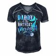 Daddy Of The Birthday Mermaid Family Matching Party Squad Men's Short Sleeve V-neck 3D Print Retro Tshirt Navy Blue