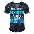 Dedushka Grandpa Fishing Gift My Favorite Fishing Buddy Calls Me Dedushka Men's Short Sleeve V-neck 3D Print Retro Tshirt Navy Blue