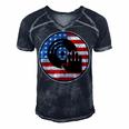 Dj Player Dad Disc Jockey Us Flag 4Th Of July Mens Gift V2 Men's Short Sleeve V-neck 3D Print Retro Tshirt Navy Blue