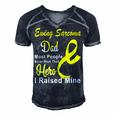 Ewings Sarcoma Dad Most People Never Meet Their Hero I Raised Mine Yellow Ribbon Ewings Sarcoma Ewings Sarcoma Awareness Men's Short Sleeve V-neck 3D Print Retro Tshirt Navy Blue