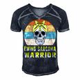 Ewings Sarcoma Warrior Skull Women Vintage Yellow Ribbon Ewings Sarcoma Ewings Sarcoma Awareness V2 Men's Short Sleeve V-neck 3D Print Retro Tshirt Navy Blue