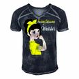 Ewings Sarcoma Warrior Strong Women Yellow Women Ewings Sarcoma Ewings Sarcoma Awareness Men's Short Sleeve V-neck 3D Print Retro Tshirt Navy Blue