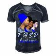 Fasd Awareness Blue And Grey Women Fetal Alcohol Spectrum Disorder Fetal Alcohol Spectrum Disorder Awareness Men's Short Sleeve V-neck 3D Print Retro Tshirt Navy Blue