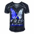 Fasd Awareness Butterfly Blue And Grey Ribbon Fetal Alcohol Spectrum Disorder Fetal Alcohol Spectrum Disorder Awareness Men's Short Sleeve V-neck 3D Print Retro Tshirt Navy Blue