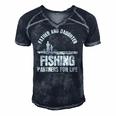 Father & Daughter Fishing Partners - Fathers Day Gift Men's Short Sleeve V-neck 3D Print Retro Tshirt Navy Blue