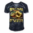 Father Grandpa Best Papa Ever Retro Vintage 54 Family Dad Men's Short Sleeve V-neck 3D Print Retro Tshirt Navy Blue