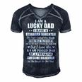 Father Grandpa I Am A Lucky Dad Fathers Day From Stubborn Daughter26 Family Dad Men's Short Sleeve V-neck 3D Print Retro Tshirt Navy Blue