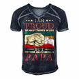 Father Grandpa I Am Proud Of Many Things In Life But Nothing Beats Being A Papa258 Family Dad Men's Short Sleeve V-neck 3D Print Retro Tshirt Navy Blue