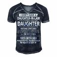 Father Grandpa I Dont Have A Step Daughter I Have A Freaking Awesome Daughter 165 Family Dad Men's Short Sleeve V-neck 3D Print Retro Tshirt Navy Blue