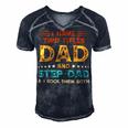 Father Grandpa I Have Two Titles Dad And Step Dad Vintage Fathers Day 67 Family Dad Men's Short Sleeve V-neck 3D Print Retro Tshirt Navy Blue