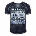 Father Grandpa Im A Proud In Law Of A Freaking Awesome Daughter In Law386 Family Dad Men's Short Sleeve V-neck 3D Print Retro Tshirt Navy Blue