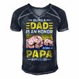 Father Grandpa Vintage Being A Dad Is An Honor Being A Papa Is Priceless Father Day 189 Family Dad Men's Short Sleeve V-neck 3D Print Retro Tshirt Navy Blue