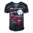 Favorite Baseball Player Calls Me Dad V3 Men's Short Sleeve V-neck 3D Print Retro Tshirt Navy Blue