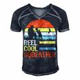 Fishing Reel Cool Godfather V3 Men's Short Sleeve V-neck 3D Print Retro Tshirt Navy Blue