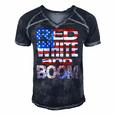 Fourth Of July Red White And Boom Fireworks Finale Usa Flag Men's Short Sleeve V-neck 3D Print Retro Tshirt Navy Blue