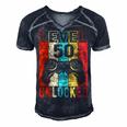 Fun 50Th Birthday Level 50 Unlocked Retro Graphic Birthday Men's Short Sleeve V-neck 3D Print Retro Tshirt Navy Blue