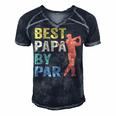 Funny Best Papa By Par Fathers Day Golf Gift Grandpa Men's Short Sleeve V-neck 3D Print Retro Tshirt Navy Blue