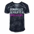 Funny Gym Workout Fathers Day Dumbbells Deadlifts Daughters Men's Short Sleeve V-neck 3D Print Retro Tshirt Navy Blue