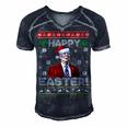 Funny Joe Biden Happy Easter Ugly Christmas Men's Short Sleeve V-neck 3D Print Retro Tshirt Navy Blue