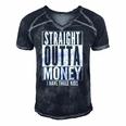 Funny Straight Outta Money Fathers Day Gift Dad Mens Womens Men's Short Sleeve V-neck 3D Print Retro Tshirt Navy Blue