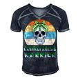 Gastroparesis Warrior Skull Women Vintage Green Ribbon Gastroparesis Gastroparesis Awareness Men's Short Sleeve V-neck 3D Print Retro Tshirt Navy Blue