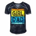 Girl Dad With Daughters For Men Men's Short Sleeve V-neck 3D Print Retro Tshirt Navy Blue
