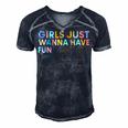 Girls Just Wanna Have Fundamental Rights V2 Men's Short Sleeve V-neck 3D Print Retro Tshirt Navy Blue