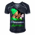 Glaucoma Awareness Green Women Glaucoma Glaucoma Awareness Men's Short Sleeve V-neck 3D Print Retro Tshirt Navy Blue