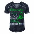 Glaucoma Dad Most People Never Meet Their Hero I Raised Mine Green Ribbon Glaucoma Glaucoma Awareness Men's Short Sleeve V-neck 3D Print Retro Tshirt Navy Blue