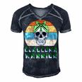 Glaucoma Warrior Skull Women Vintage Green Ribbon Glaucoma Glaucoma Awareness V2 Men's Short Sleeve V-neck 3D Print Retro Tshirt Navy Blue