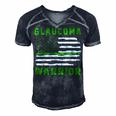 Glaucoma Warrior Usa Flag United States Flag Green Ribbon Glaucoma Glaucoma Awareness Men's Short Sleeve V-neck 3D Print Retro Tshirt Navy Blue